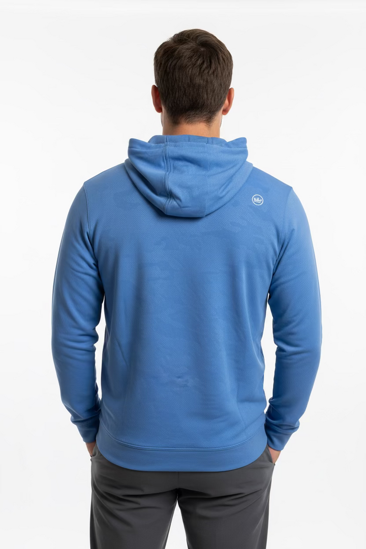 Peter Millar Mens Pine Performance Long Sleeve Hoodie - Royal Blue