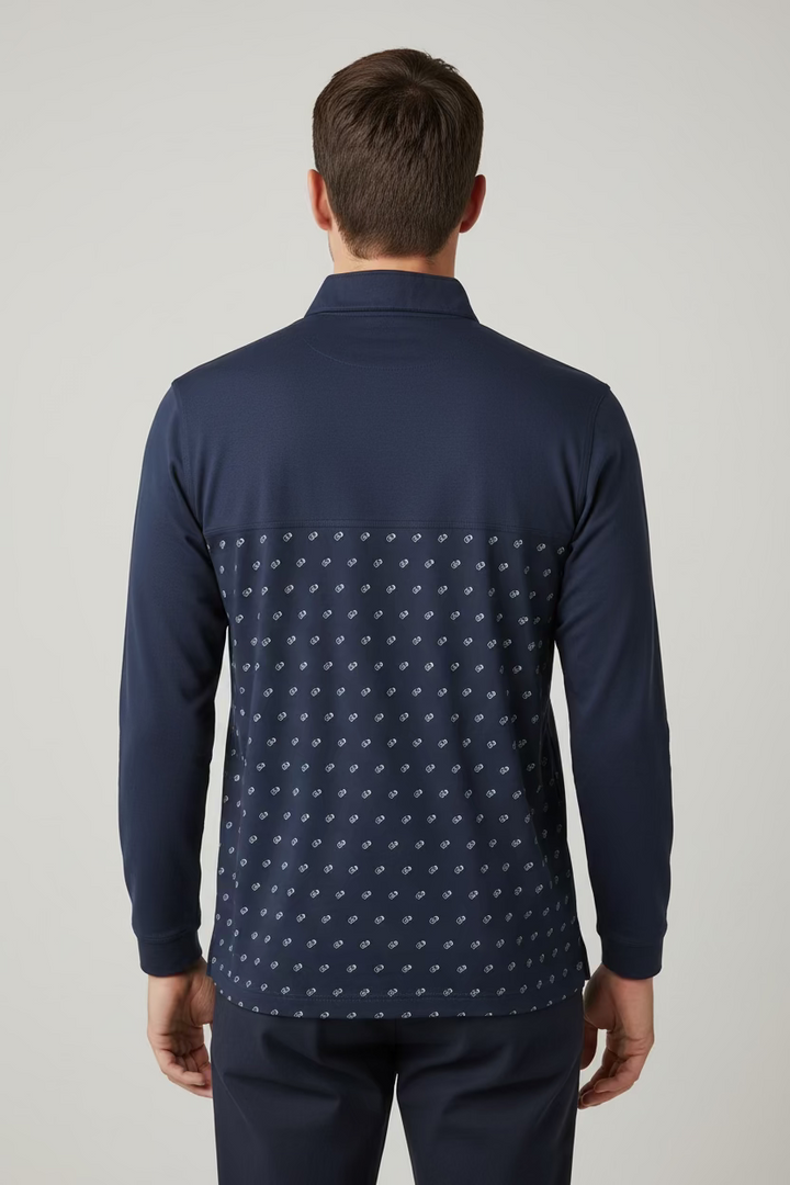 Good Good Golf Mens Zip Long Sleeve Pullover - Navy/Royal Blue