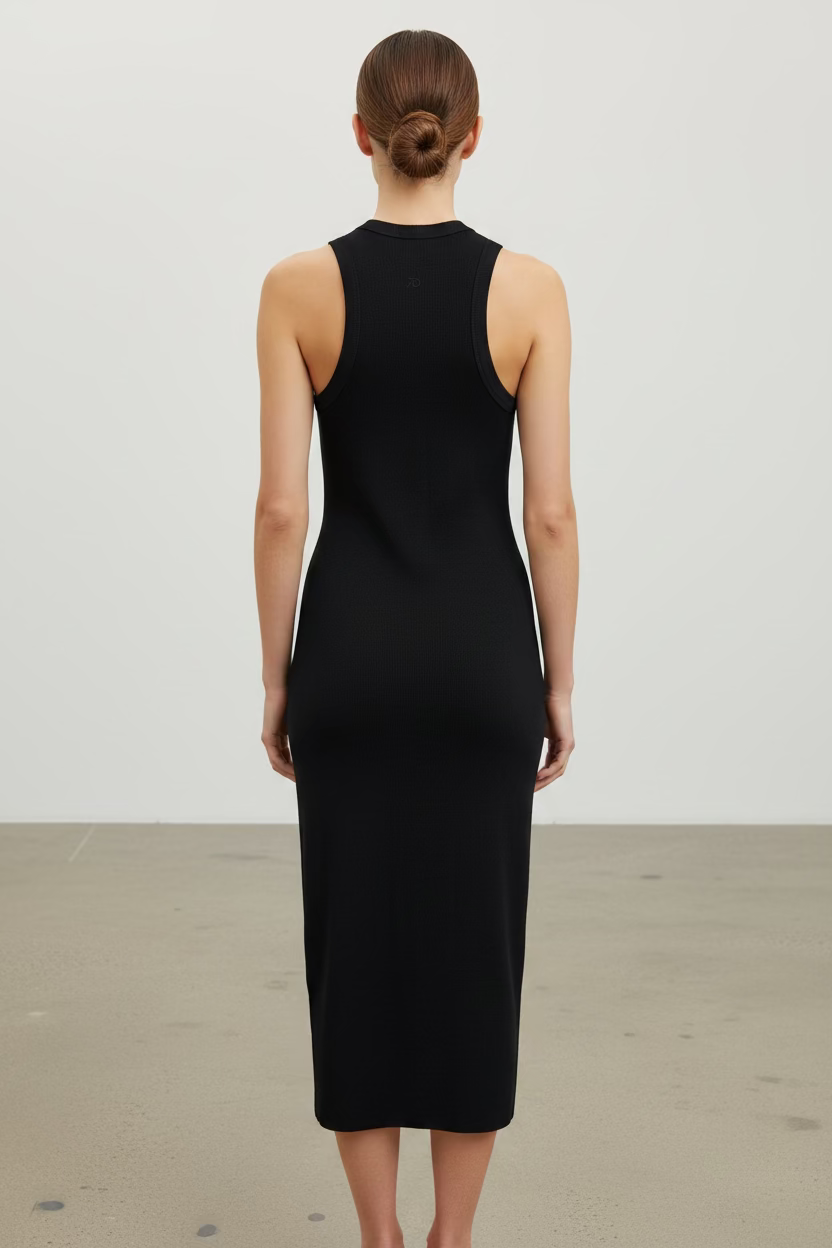7 Diamonds Ribbed Sleeveless Dress - Onyx