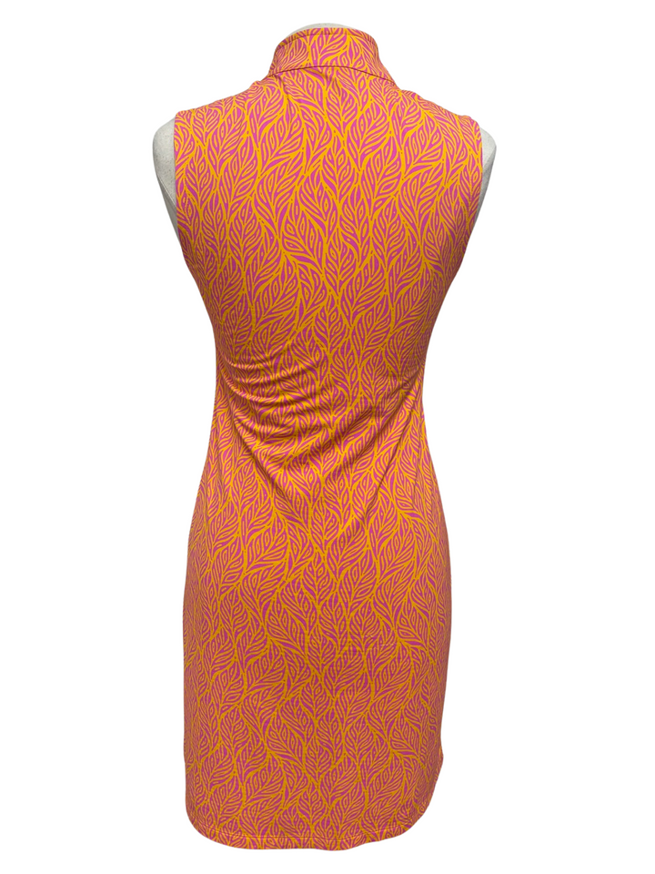 IBKUL Orange Palm Leaf Dress - Small - Skorzie