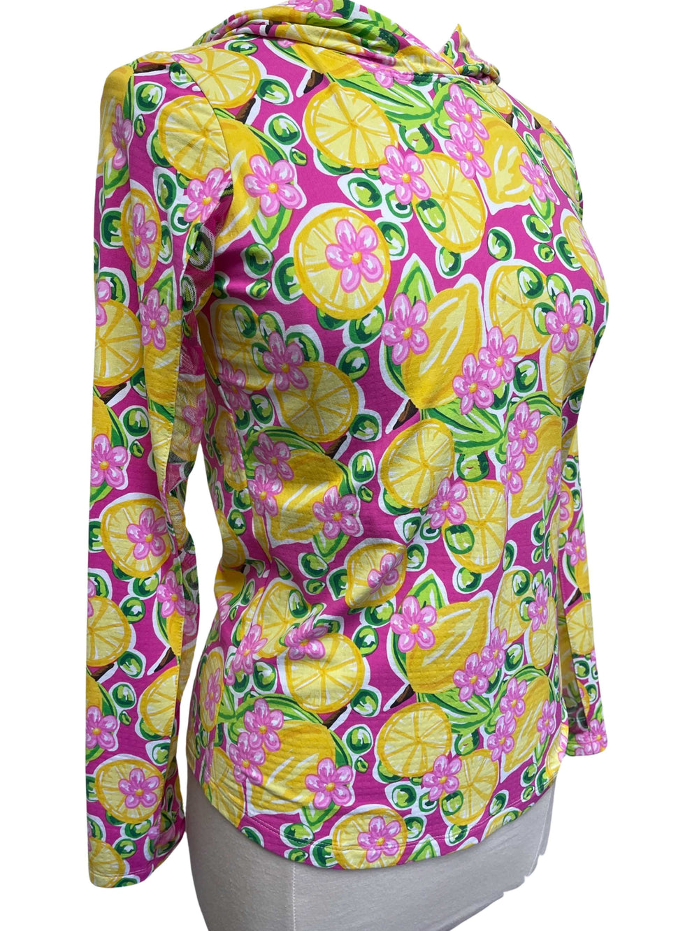 IBKUL Calista Print Hooded Long Sleeve- Pink/Multi - Size Small - Skorzie