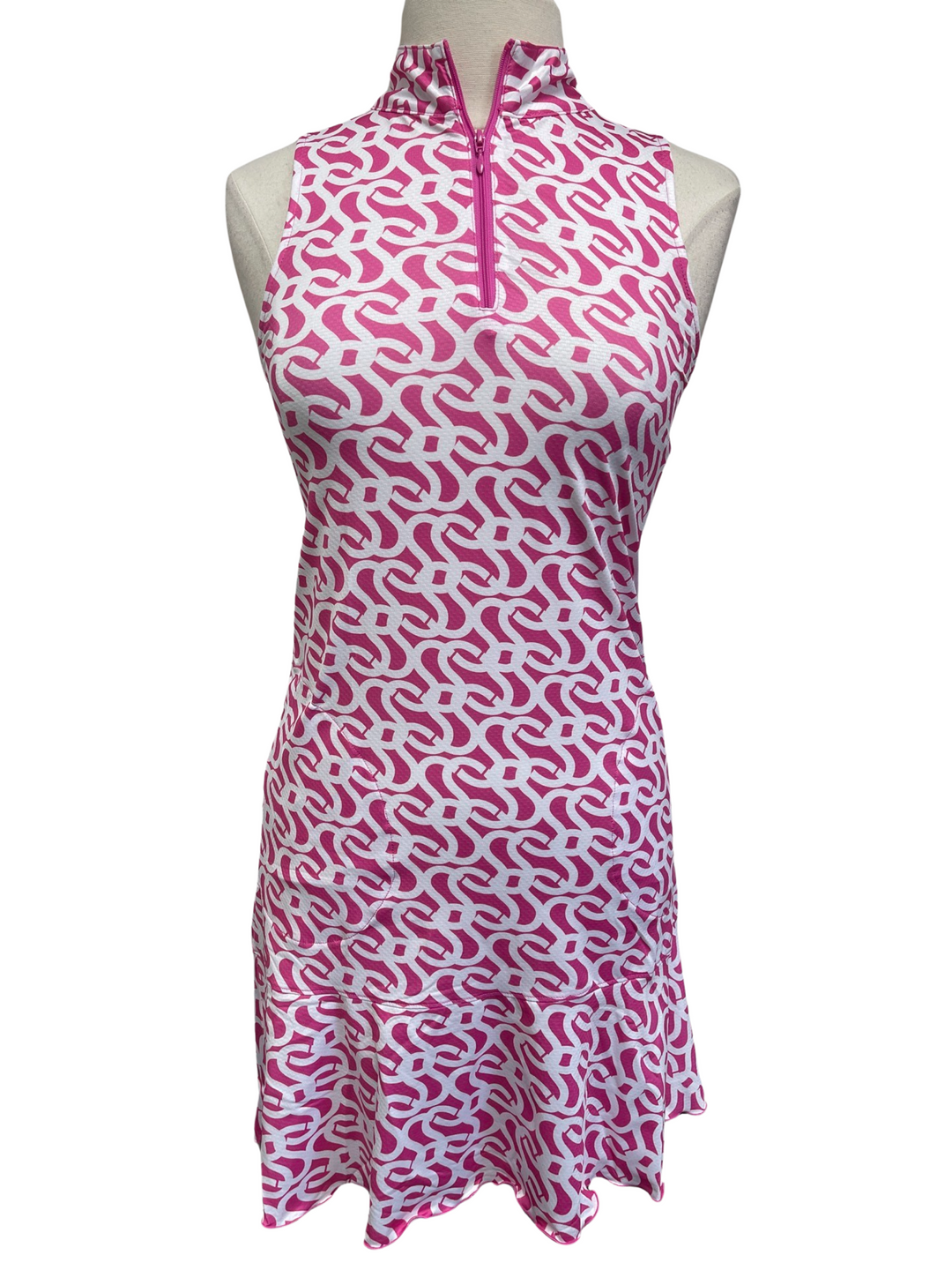 Gottex Mock Neck Zip Geo Dress- Pink - Skorzie