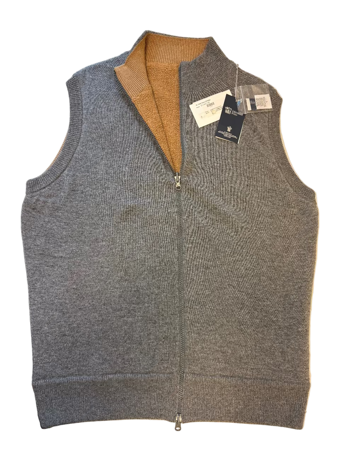 JE Gillet Cashmere Full Zip Vest - Gray