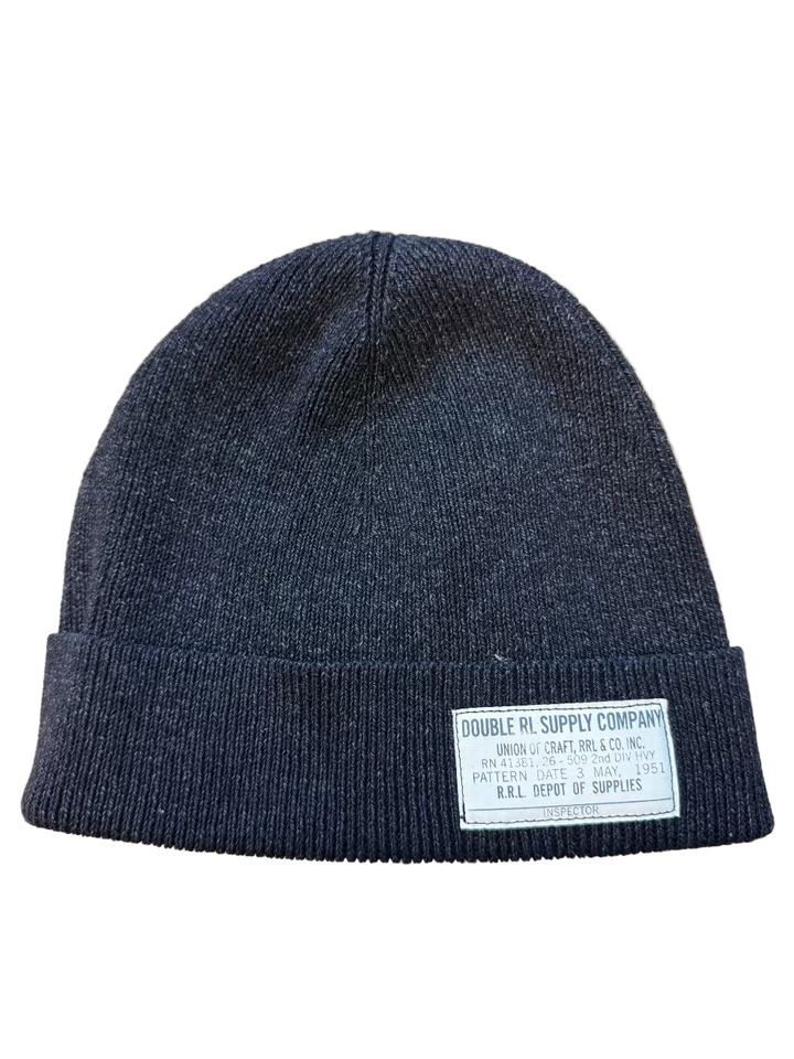 RRL Ralph Lauren Men's Black Knitted Beanie Hat