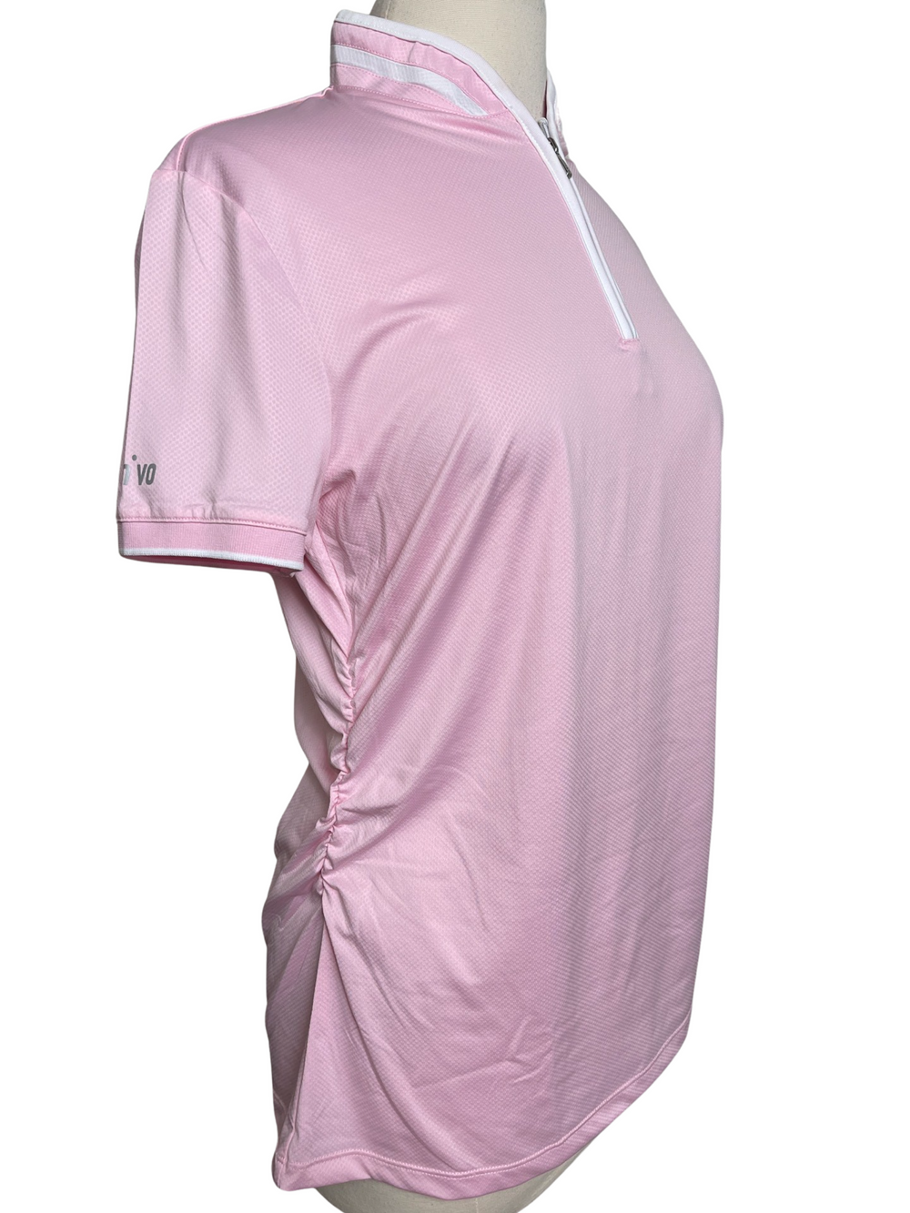 Nivo Sport Bali Mock Short Sleeve Top- Pink- Large - Skorzie