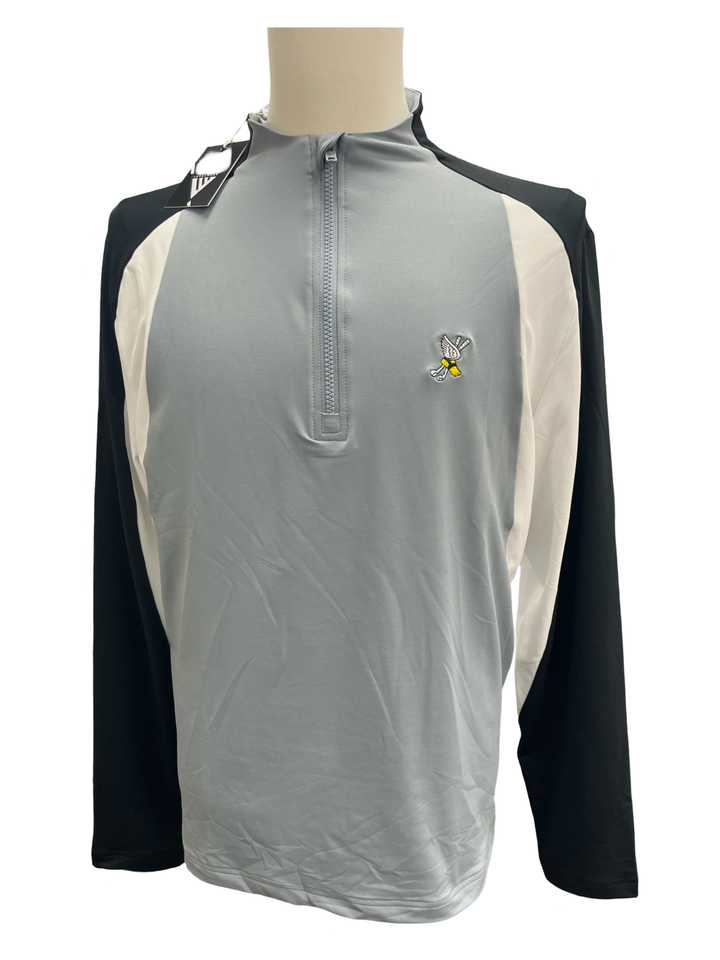 Mens Levelwear Insight 1/4 Zip Up Pullover - Gray/Black/White - Medium (FINAL SALE ITEM)