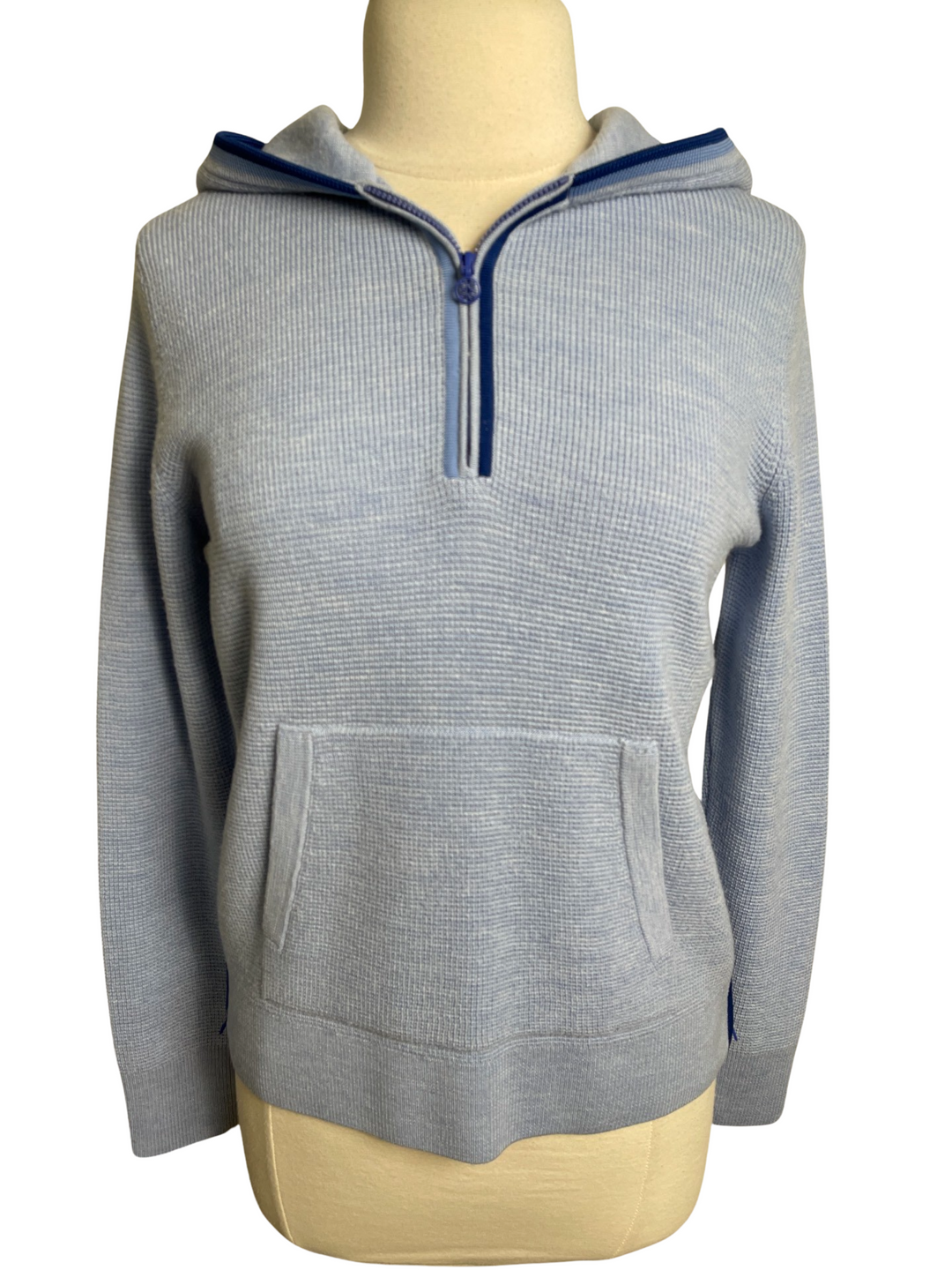 G/FORE Blue Waffle Stitch Hooded Sweater- Small - Skorzie