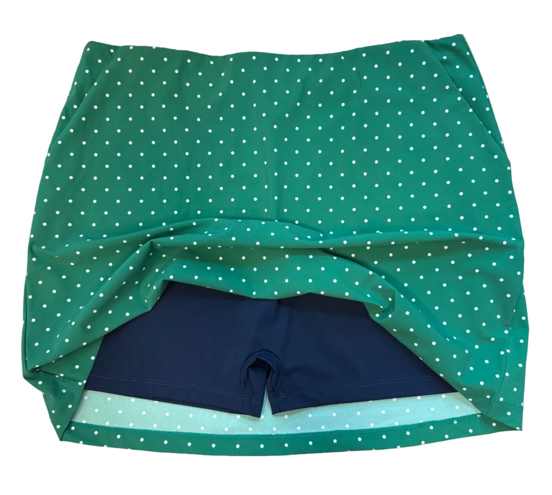 Jayebird Janie Classic Skort - Green/White Polka Dot - XL