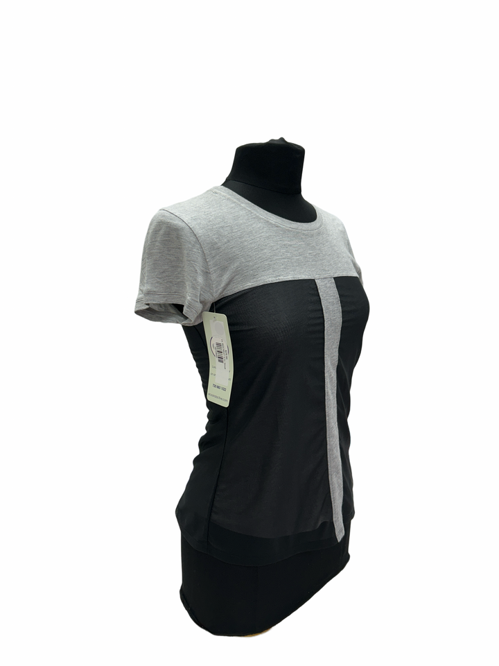 Inphorm Black/Grey Crew Neck Short Sleeve Top- Small