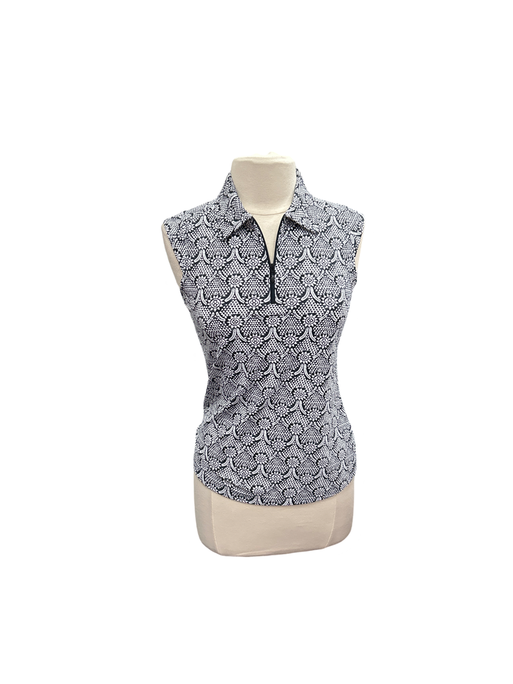 IBKUL Leslie Print Sleeveless Polo- Small