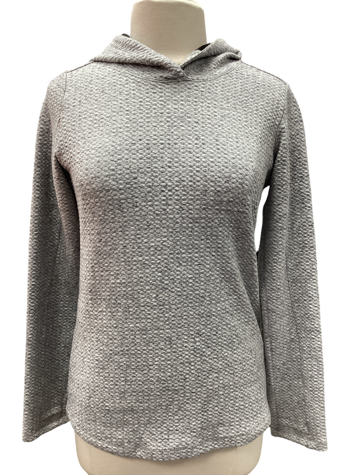 IBKUL Solid Popcorn Stitch Grey Hoodie- Small