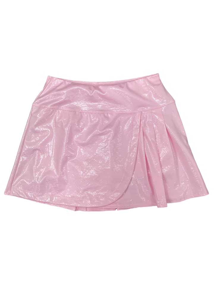 Lucky in Love Long Shiny Pleat Hybrid Skirt- Small (FINAL SALE ITEM)