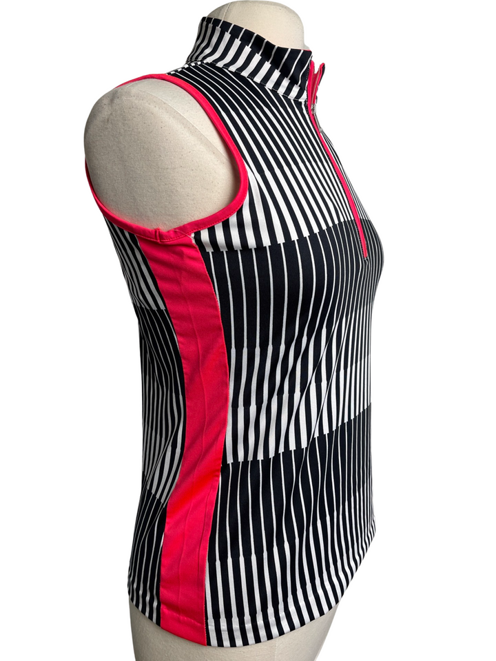 Tail Neon Red White and Black Sleeveless Golf Half Zip Top- Small - Skorzie