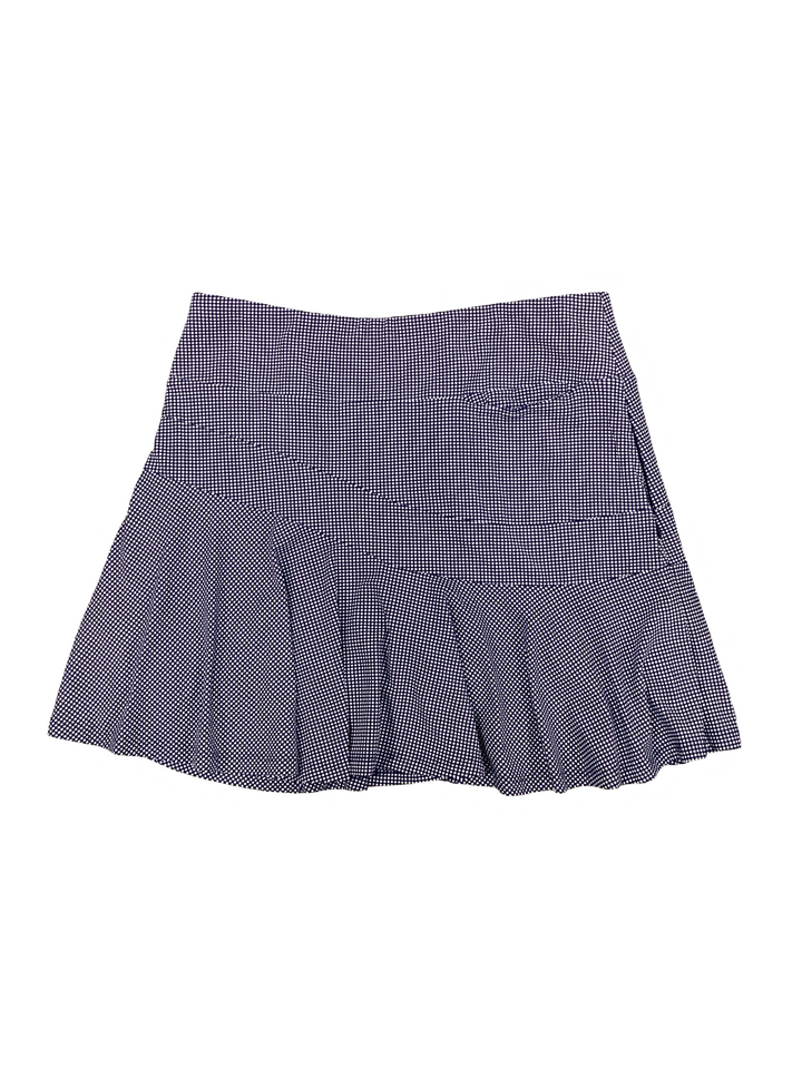 IBKUL Navy Mini Check Print Flounce Skort- Small