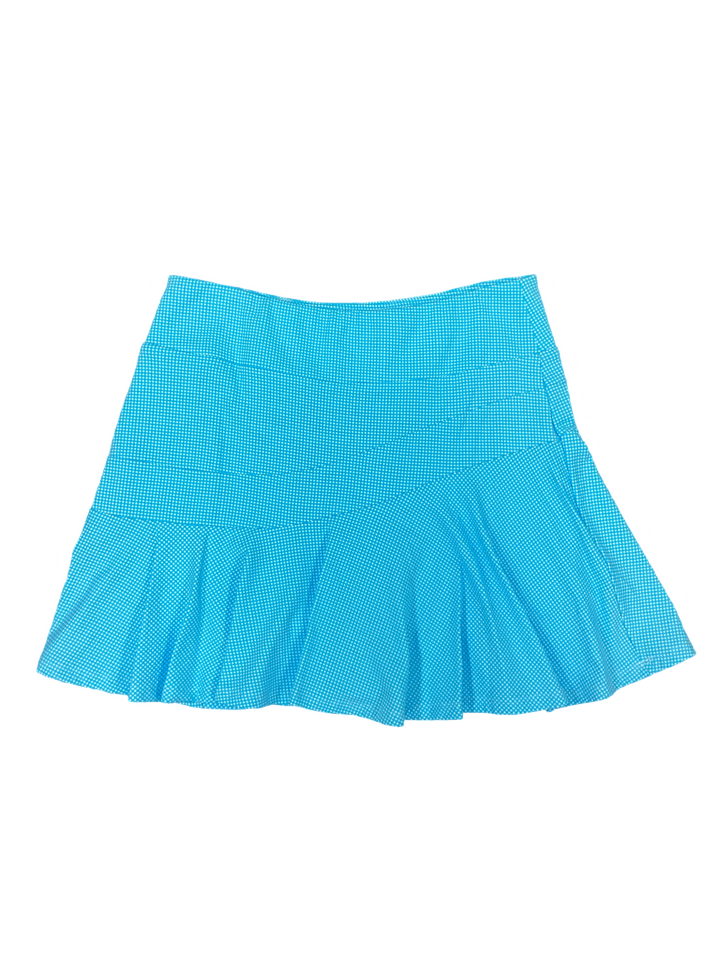 IBKUL Aqua Mini Check Print Flounce Skort- Small