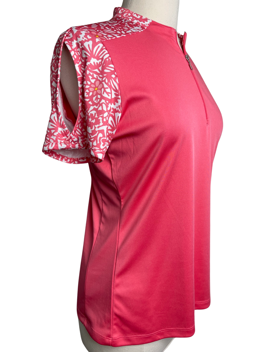 Callaway Pink Floral Short Sleeve Top- Large - Skorzie