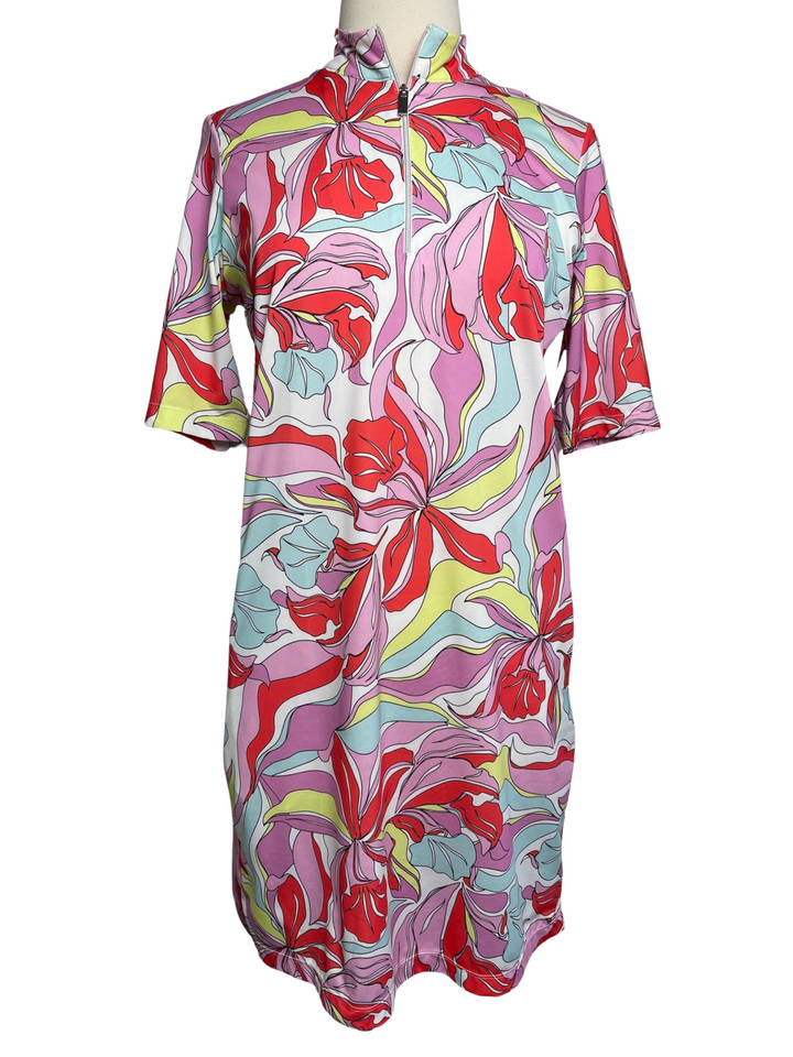 Tail Iris Blossom 3/4 Sleeve Dress - Multicolor - Medium - Skorzie