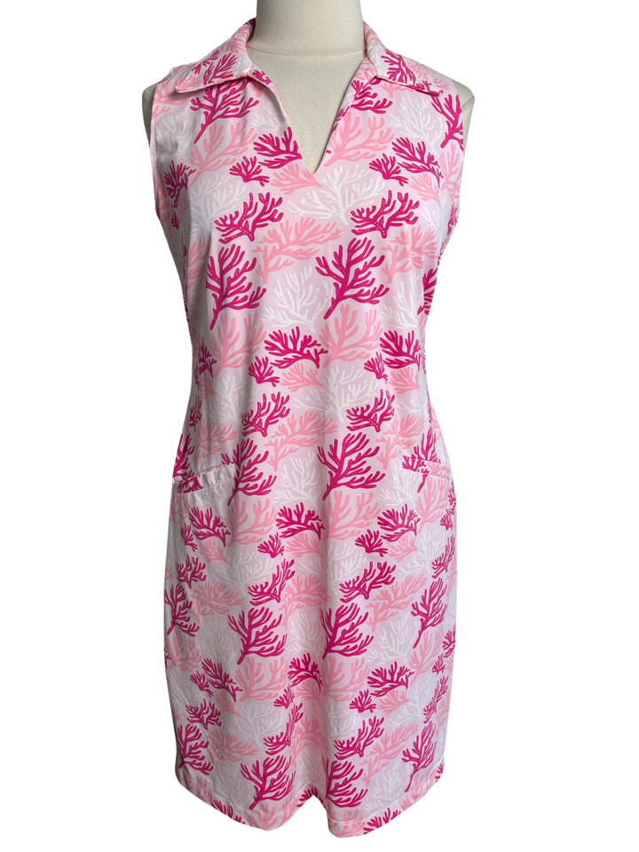 Katherine Way Pink Coral Sleeveless Dress - Medium - Skorzie