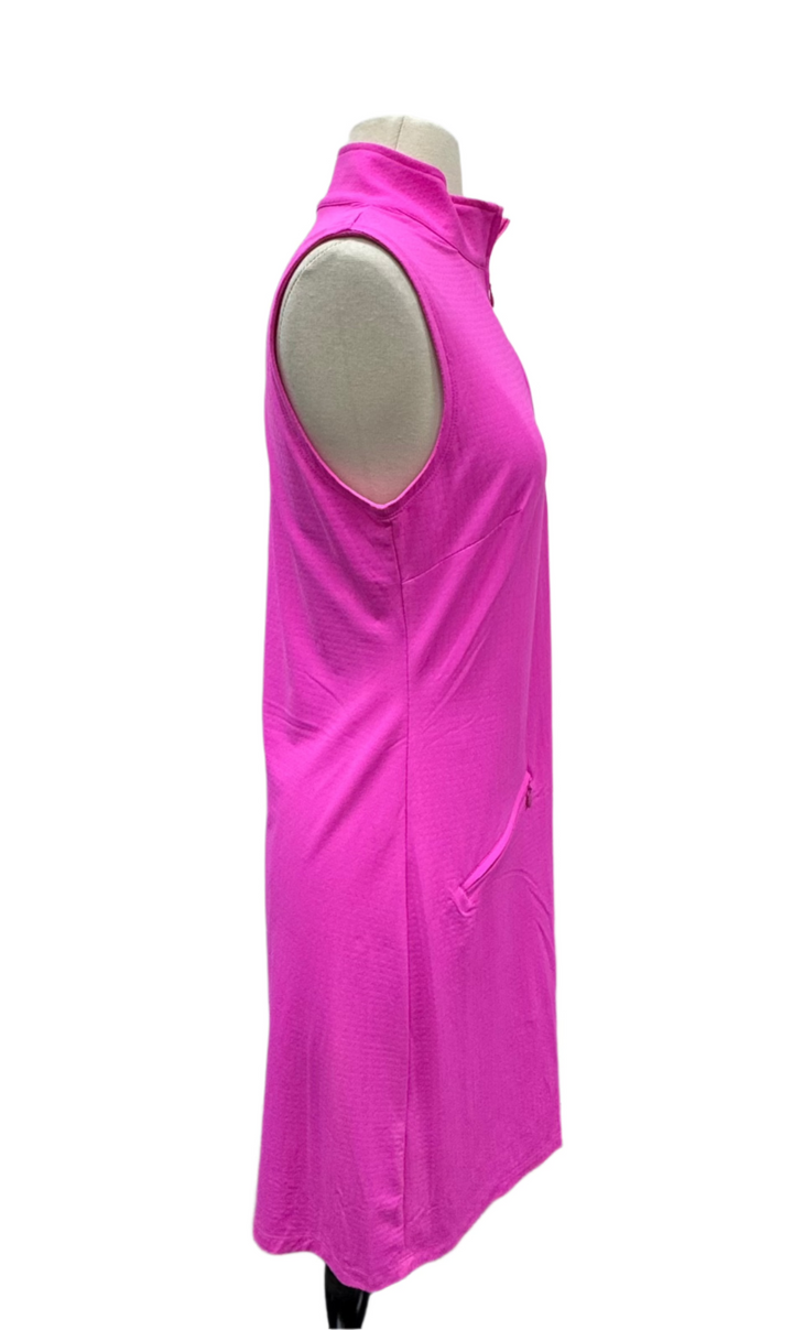 IBKUL Solid Sleeveless Mock Dress - Hot Pink - Small - Skorzie