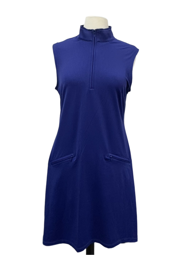 IBKUL Solid Sleeveless Mock Dress - Navy - Small - Skorzie