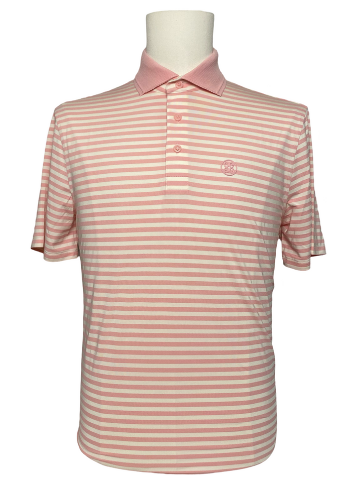 G/FORE MEN'S PERFORATED STRIPE TECH JERSEY POLO- MEDIUM