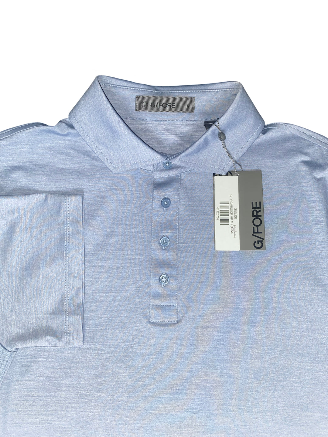 G/FORE MEN'S RIB GUSSET MÉLANGE ICE NYLON SPREAD COLLAR POLO- MEDIUM