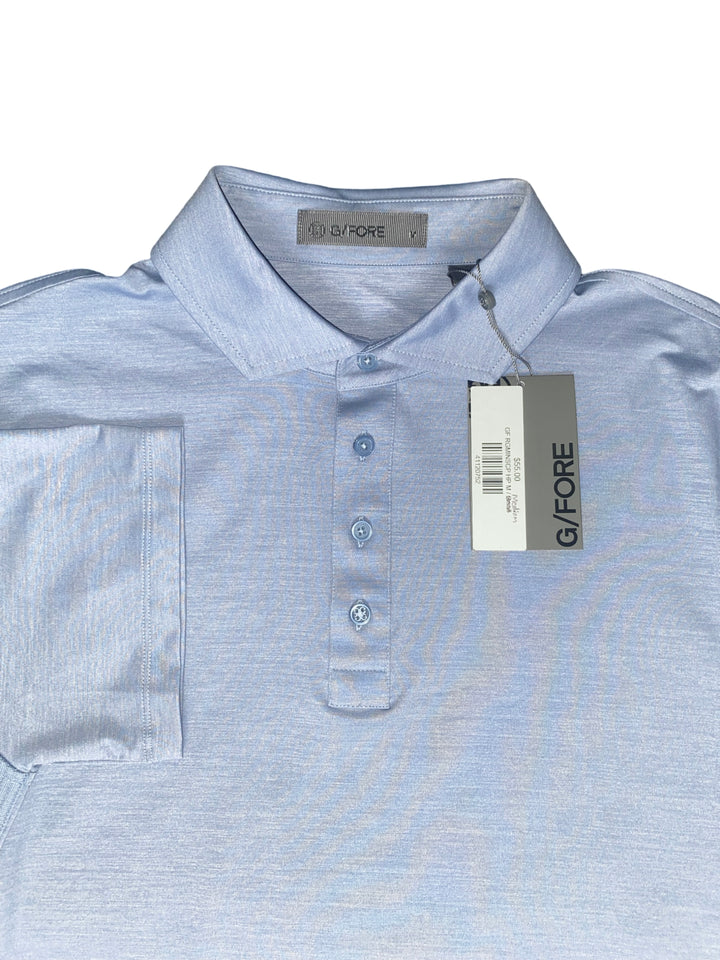 G/FORE MEN'S RIB GUSSET MÉLANGE ICE NYLON SPREAD COLLAR POLO- MEDIUM