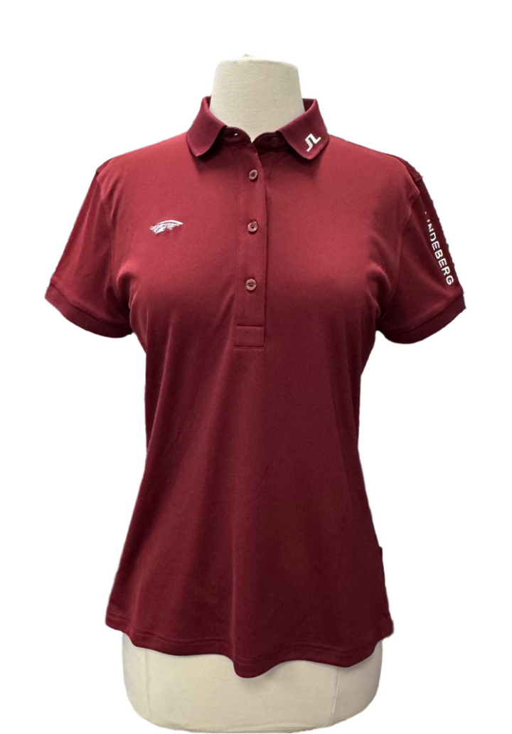 J.Lindeberg Tour Tech Polo - Maroon - Medium - Skorzie