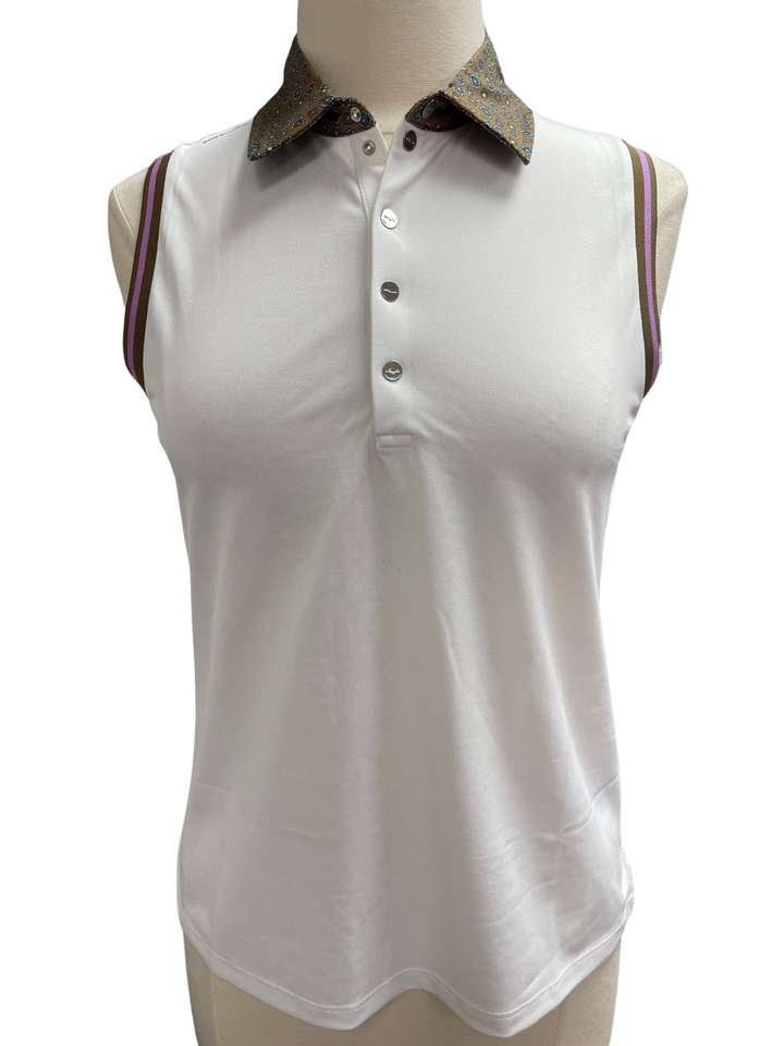 RLX Ralph Lauren Tailored Sleeveless Polo - White - Skorzie