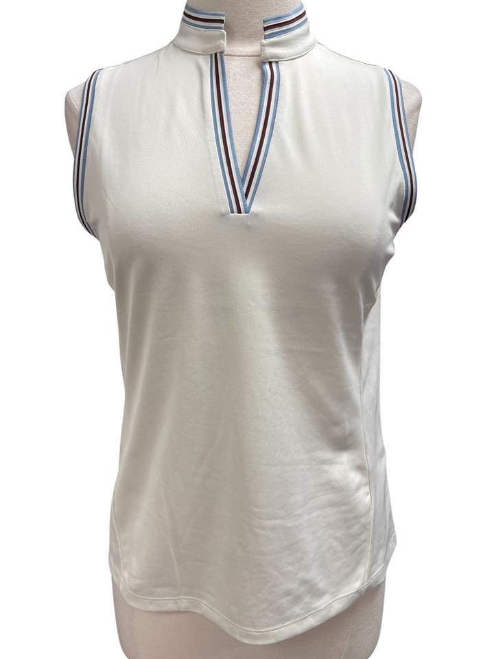 RLX By Ralph Lauren Cream Tailored Fit Piqué Sleeveless Top - Skorzie