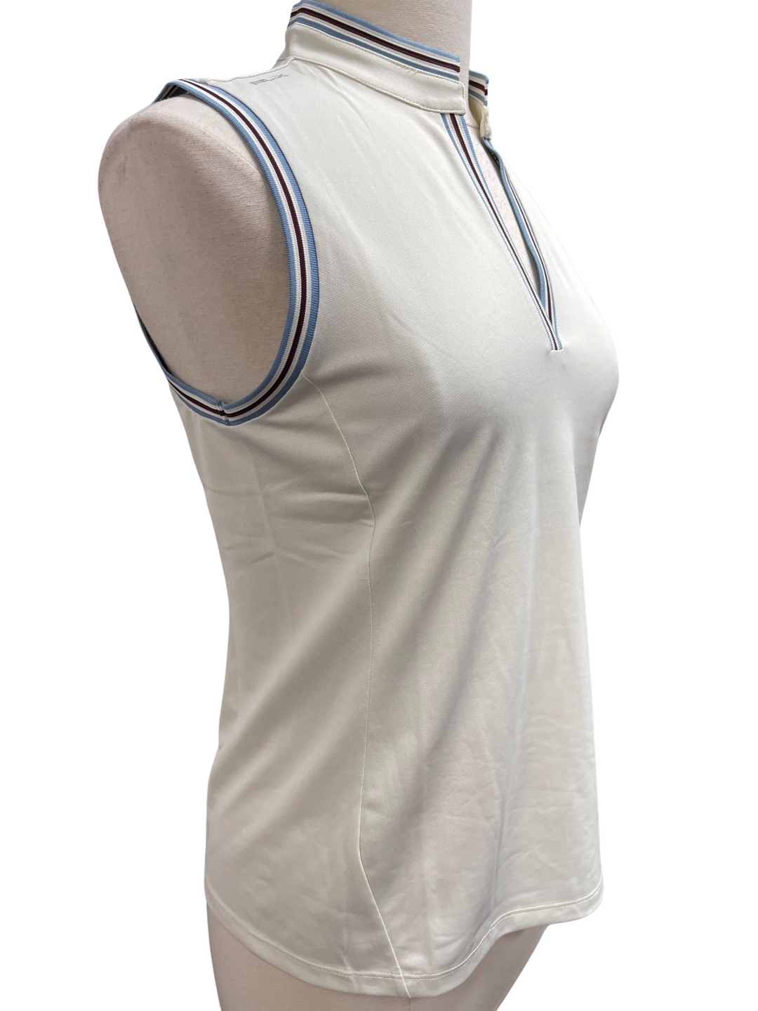 RLX By Ralph Lauren Cream Tailored Fit Piqué Sleeveless Top - Skorzie