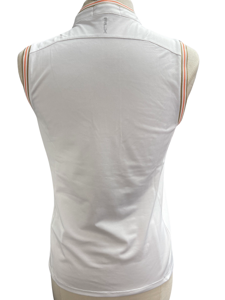 RLX By Ralph Lauren White Tailored Fit Piqué Sleeveless Top - Skorzie