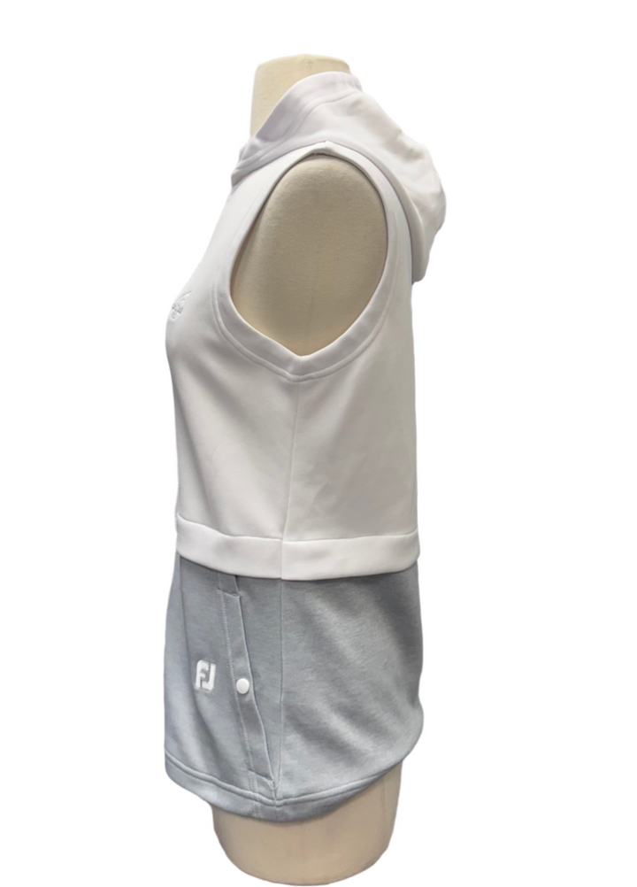 Foot Joy Sleeveless Hoodie - White/Grey - Small - Skorzie