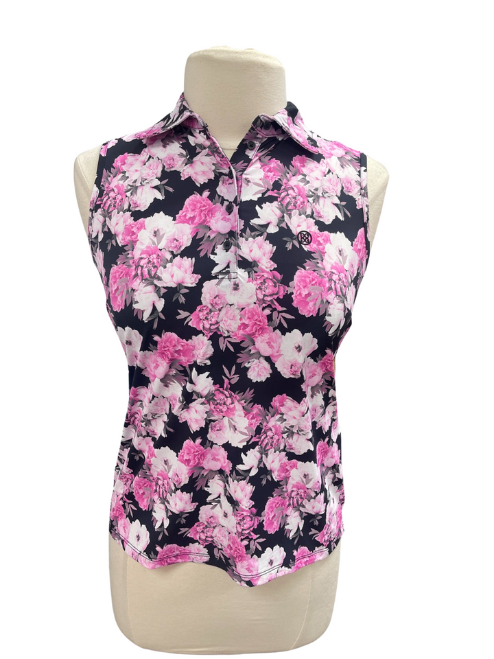 G/FORE Photo Floral Sleeveless Polo - Pink