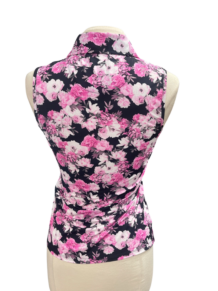 G/FORE Photo Floral Sleeveless Polo - Pink