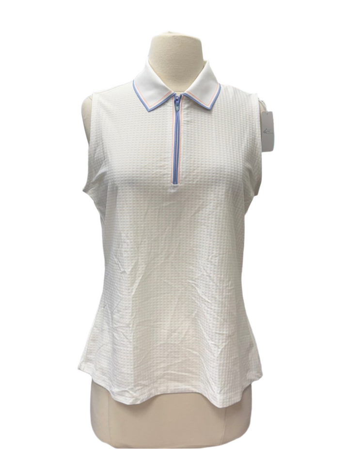 Greg Norman Zip Sleeveless Polo - White - Medium - Skorzie