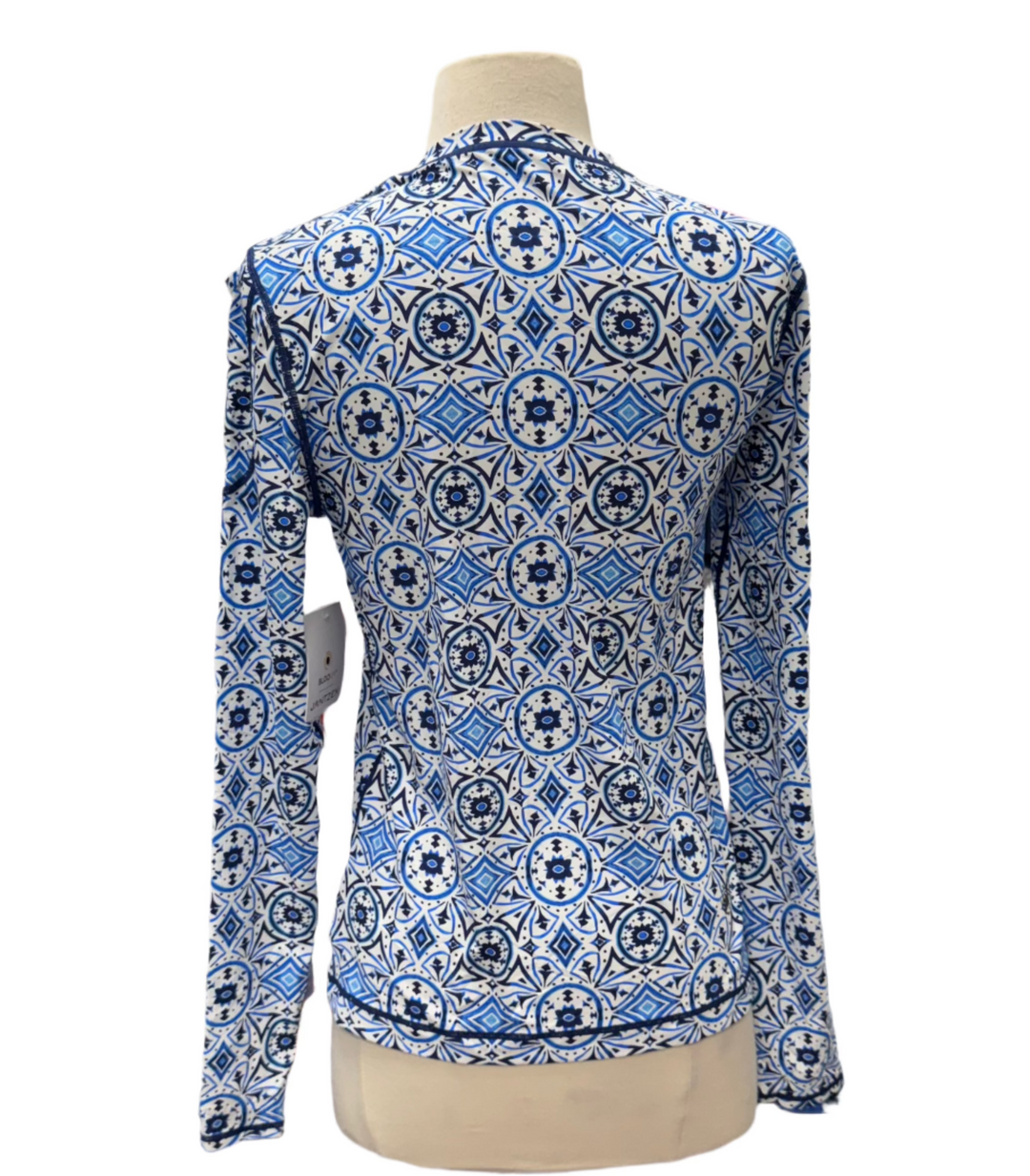 Bloq UV Moroccan Tiles Swim Rash Guard Top - Blue - Small - Skorzie