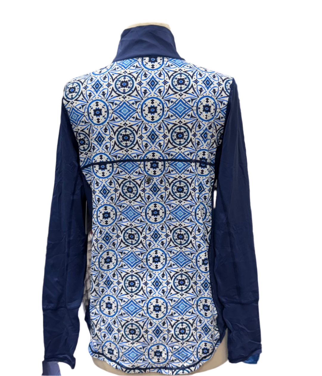 Bloq UV Moroccan Tiles Mock Neck Zip Top - Blue - Small - Skorzie
