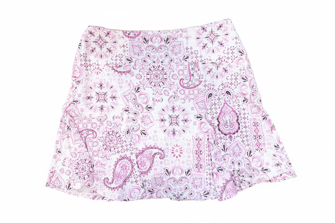 G-Lifestyle Flare Godet Skort - Pink Paisley - Skorzie
