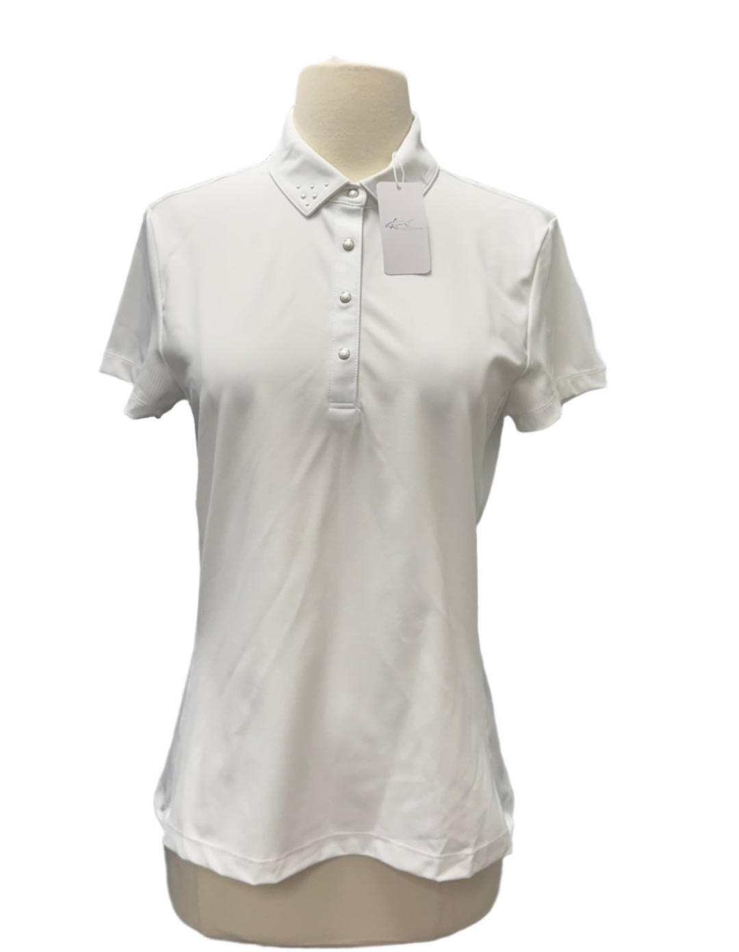 Greg Norman Pearl Studded Polo - White - Medium - Skorzie