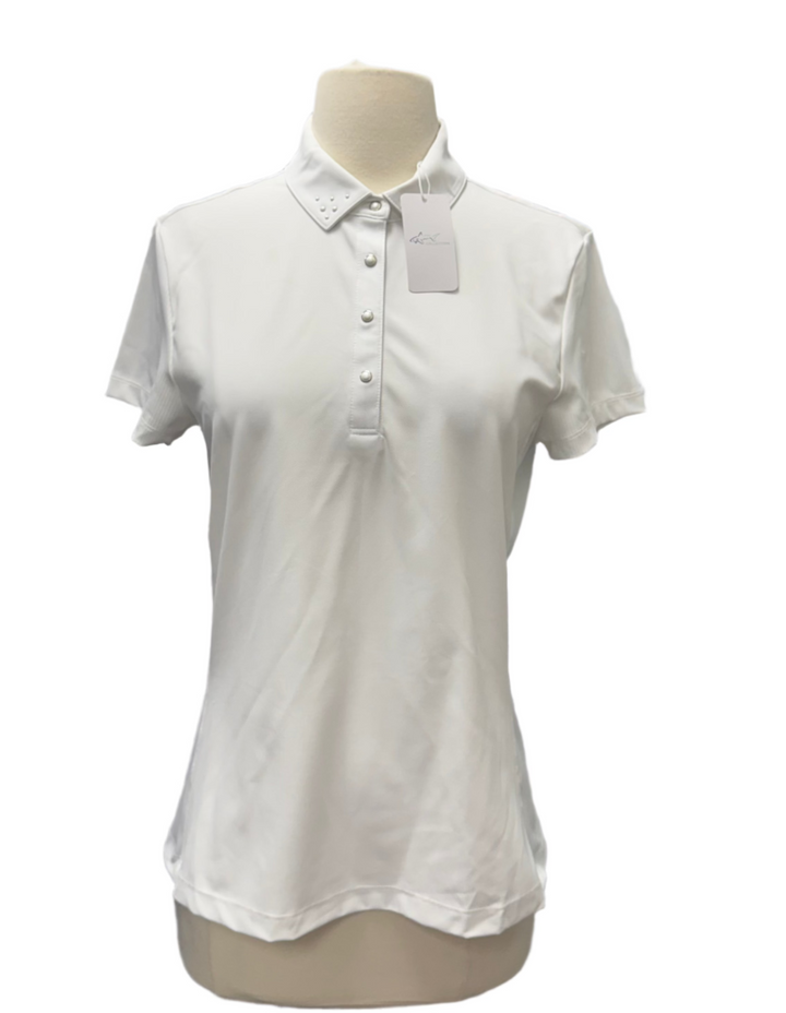 Greg Norman Pearl Studded Polo - White - Medium - Skorzie