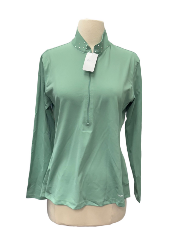 Greg Norman Pearl Studded 1/4 Zip - Cyprus Green - Medium - Skorzie
