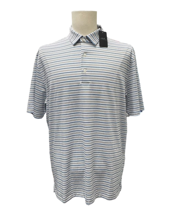 Greg Norman Nautical Stripe Polo - White - Large - Skorzie