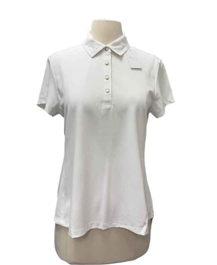 Greg Norman Pearl Studded Polo - White - Medium - Skorzie