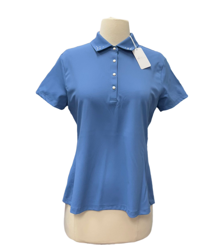 Greg Norman Pearl Studded Polo - Azure Blue - Medium - Skorzie