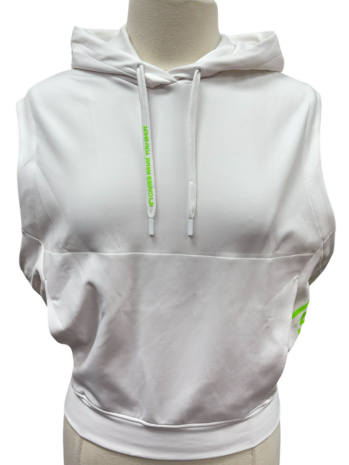 G/FORE N'1 Cares Sleeveless Hoodie- White, Size Small