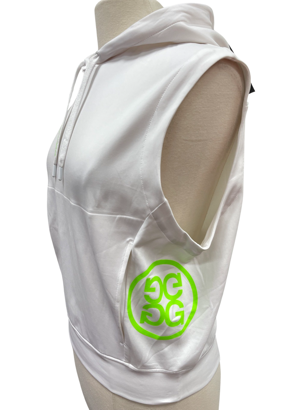 G/FORE N'1 Cares Sleeveless Hoodie- White, Size Small