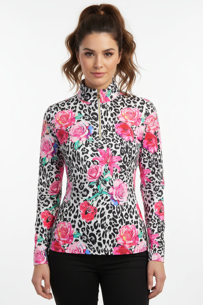 G-Lifestyle Black Leopard Floral Long Sleeve - Skorzie