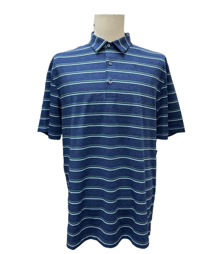 Greg Norman Stripe Polo - Nocturne Heather - Large - Skorzie