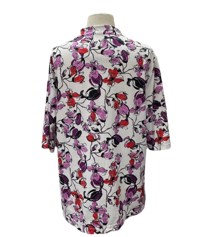 Tail Floral Zip Short Sleeve Top - White - XX-Large - Skorzie